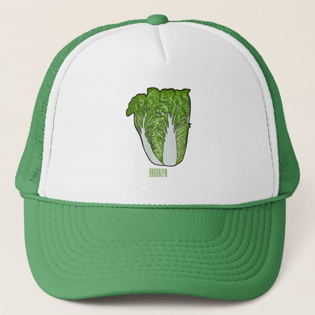 Chinese cabbage cartoon illustration  trucker hat (Front)