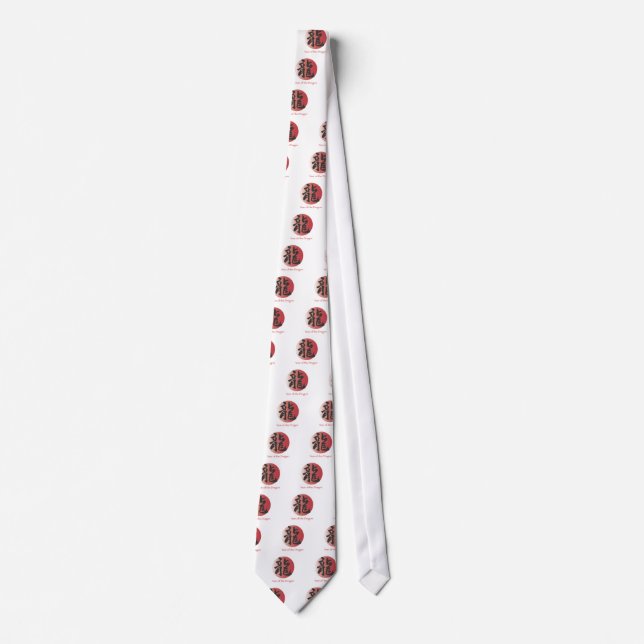 Chinese Calligraphy for Dragon on Red Ball Tie (Front)