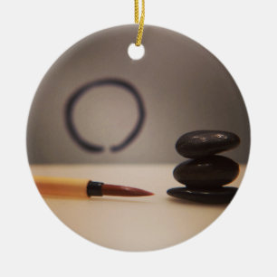 Chinese calligraphy with cairn stones ceramic ornament