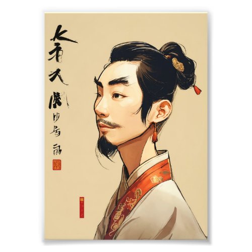 Chinese Cartoon Side Face Poster Photo Print
