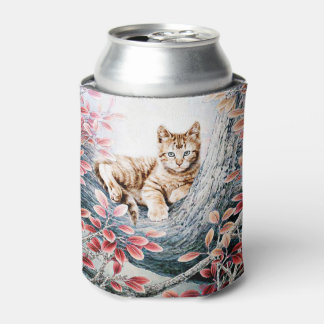 Chinese Cat Art Cat in Tree Can Cooler