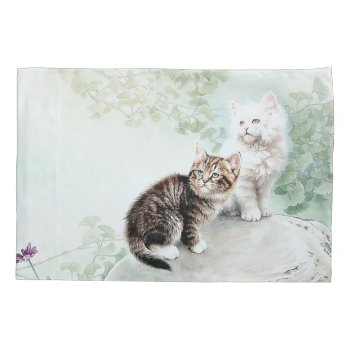 Chinese Cat Art Two Cats Pillowcase by CaptainScratch at Zazzle