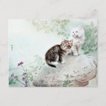 Chinese Cat Art Two Cats Postcard by CaptainScratch at Zazzle