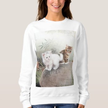 Chinese Cat Art Two Kittens Sweatshirt by CaptainScratch at Zazzle