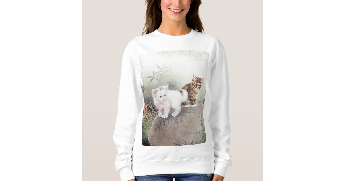 Chinese Cat Art Two Kittens Sweatshirt | Zazzle
