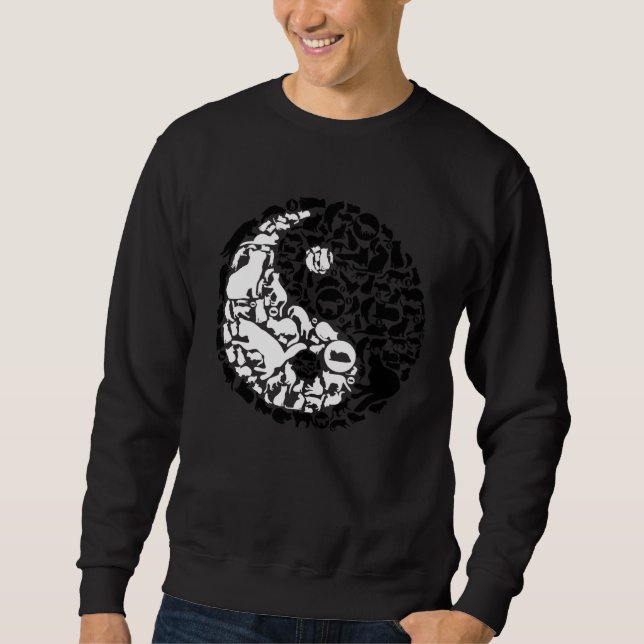 Chinese Cats Yin Yang Symbol Cat Sweatshirt (Front)