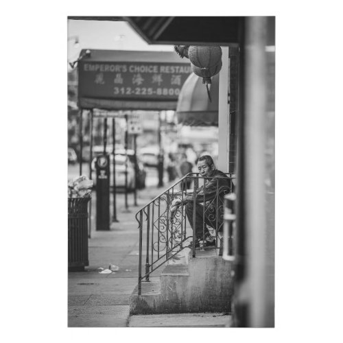 Chinese Character Black and White Chinatown Faux Canvas Print
