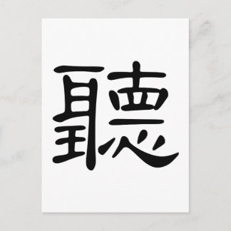 Chinese Character : ting, Meaning: audition, hear, Postcard