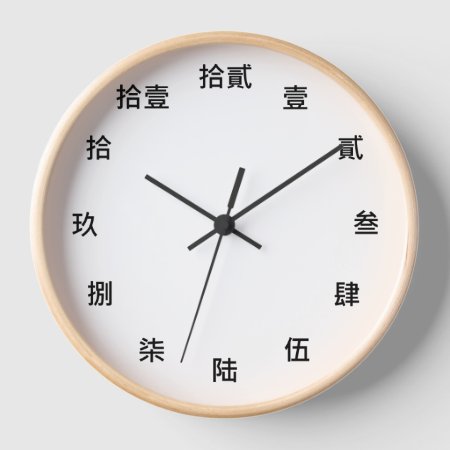 Chinese Character Wall Wood Clock