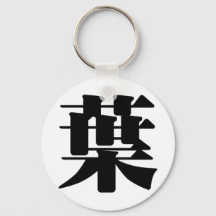 Chinese Character : ye4, Meaning: leaf, foliage Keychain