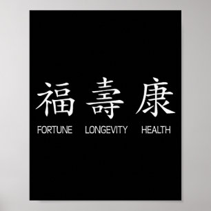 Chinese Characters New Year - Hapness, Longevity, Poster