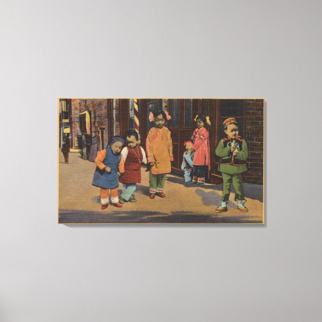 Chinese Children in Chinatown- San Francisco, CA 2 Canvas Print (Front)