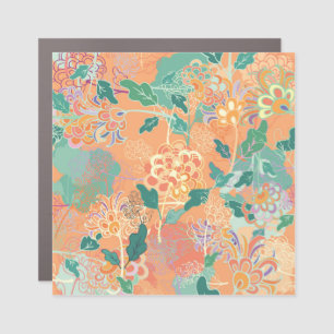 Chinese chrysanthemum: floral orange pattern. car magnet