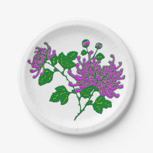 Chinese chrysanthemums  - lavender paper plates