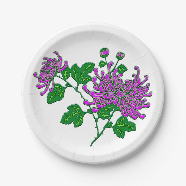 Chinese chrysanthemums  - lavender paper plates (Front)