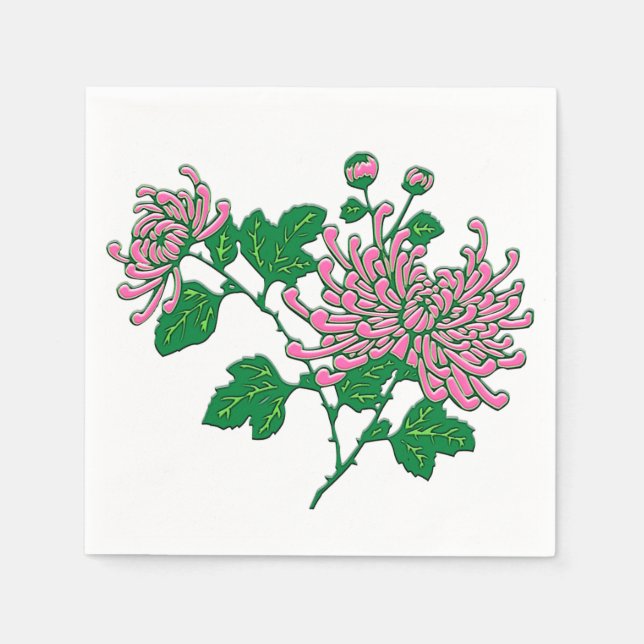 Chinese chrysanthemums  - soft pink napkins (Front)