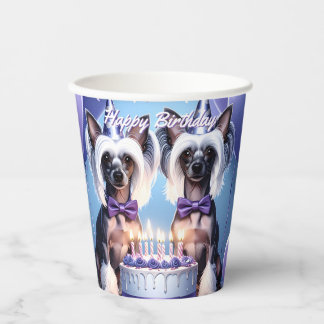 Chinese Crested Birthday Paper Cups