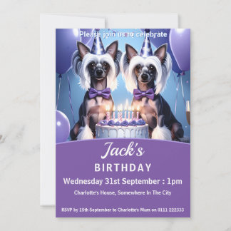 Chinese Crested Birthday Party Invitation