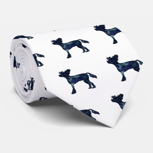 Chinese Crested Black Watercolor Silhouette Tie
