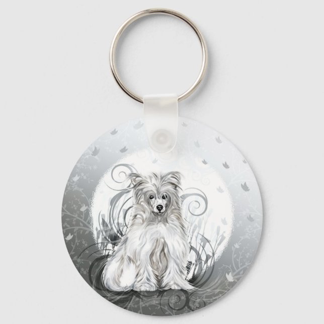 Chinese Crested Blue Keychain (Front)