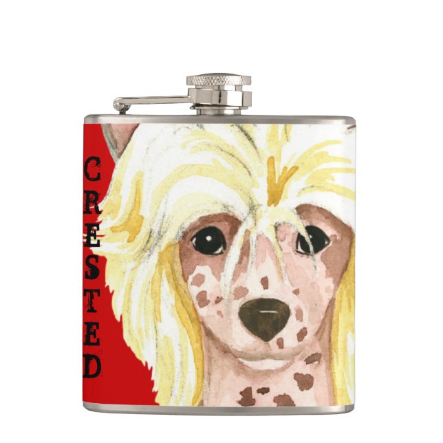 Chinese Crested Color Block Hip Flask (Front)