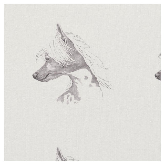Chinese Crested Dog Art Fabric Fat Quarter (Close Up)