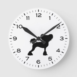 Chinese Crested Dog Breed Silhouette Round Clock