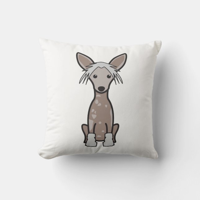 Chinese Crested Dog Cartoon Throw Pillow (Front)
