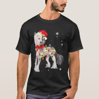 Chinese Crested Dog Christmas Light Xmas Mom Dad G T-Shirt