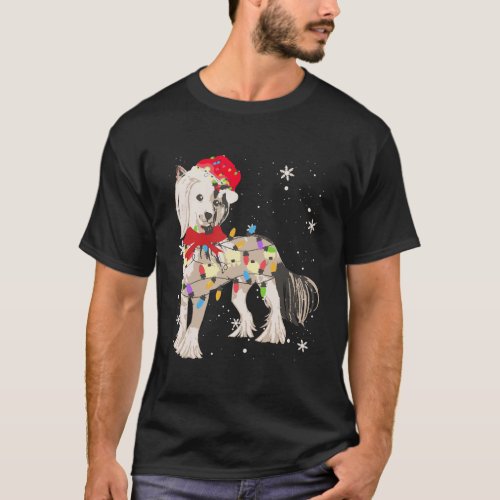 Chinese Crested Dog Christmas Light Xmas Mom Dad G T_Shirt