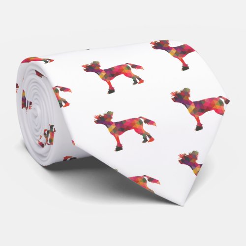 Chinese Crested Dog Geometric Pattern Silhouette Tie
