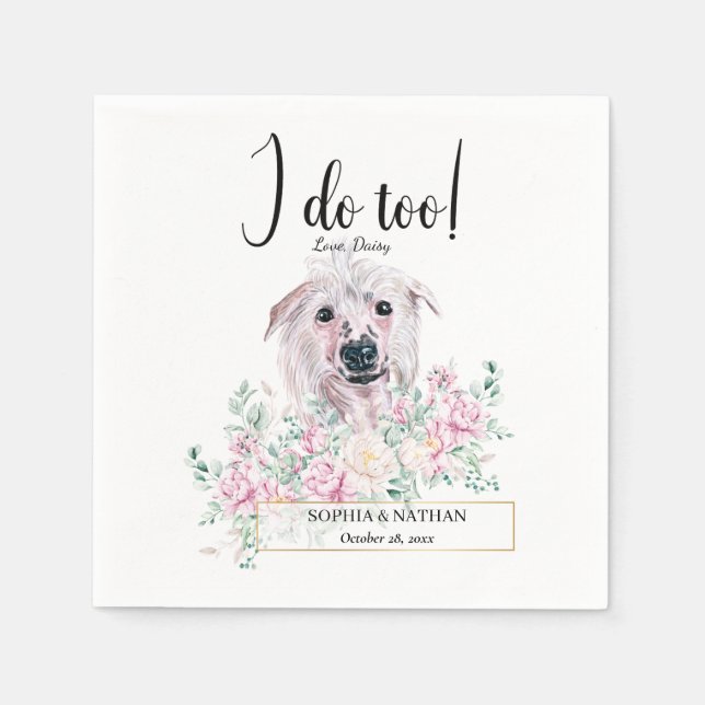 Chinese Crested Dog Wedding Cocktail Napkins (Front)