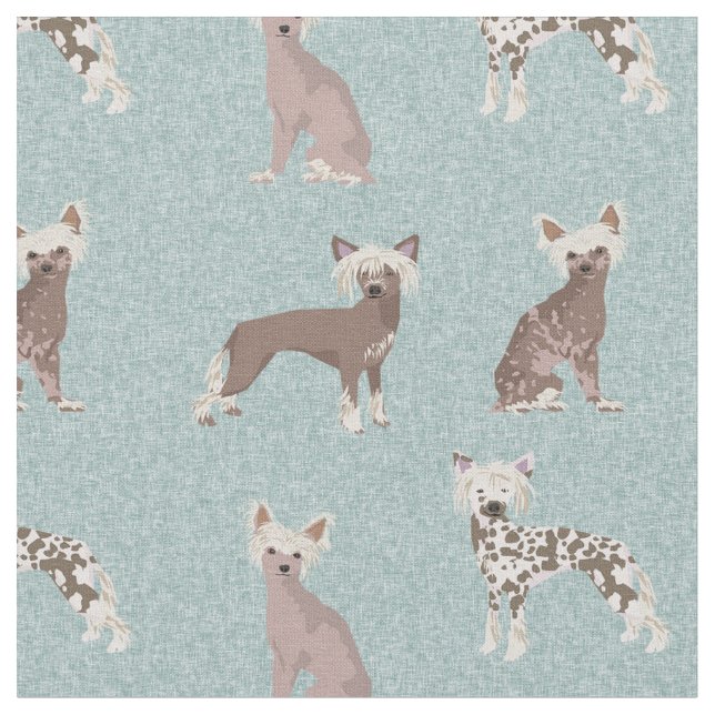 Chinese Crested dogs light blue Fabric (Close Up)