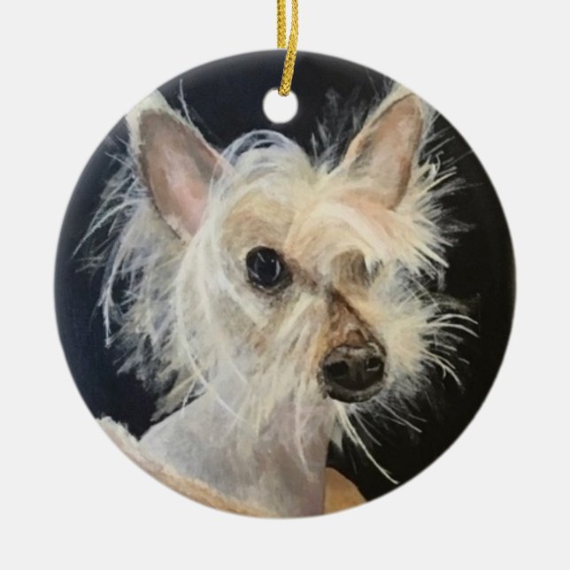 Chinese Crested dressed for Portrait Ornament (Front)