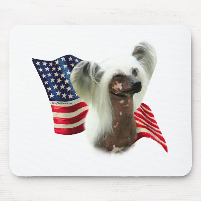Chinese Crested Flag Mouse Pad (Front)