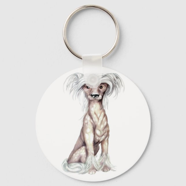 Chinese Crested Hairless Keychain (Front)