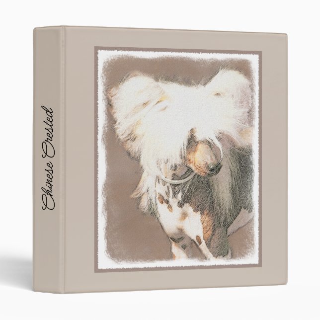 Chinese Crested Hairless Painting Original Dog Art 3 Ring Binder (Front/Spine)