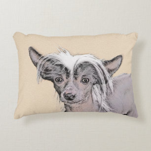 Chinese Crested Hairless Painting Original Dog Art Accent Pillow