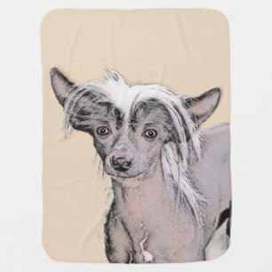 Chinese Crested Hairless Painting Original Dog Art Baby Blanket