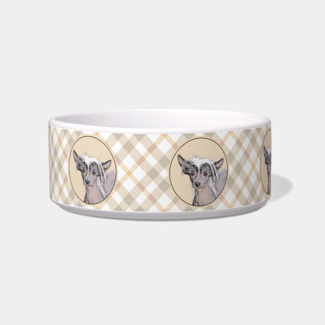 Chinese Crested Hairless Painting Original Dog Art Bowl (Left)