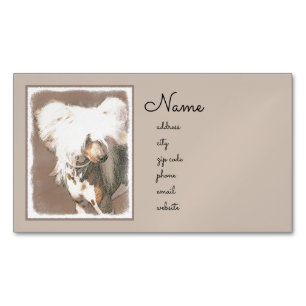 Chinese Crested Hairless Painting Original Dog Art Business Card Magnet