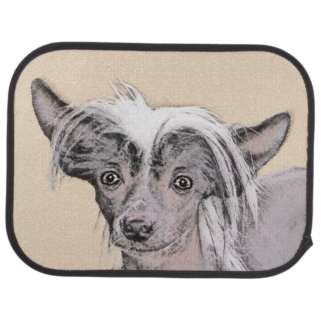 Chinese Crested Hairless Painting Original Dog Art Car Mat (Rear)
