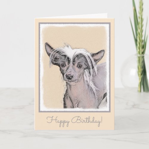 Chinese Crested Hairless Painting Original Dog Art Card