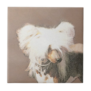 Chinese Crested Hairless Painting Original Dog Art Ceramic Tile