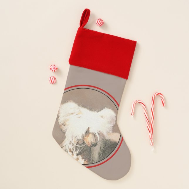 Chinese Crested Hairless Painting Original Dog Art Christmas Stocking (Front)