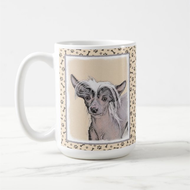 Chinese Crested Hairless Painting Original Dog Art Coffee Mug (Left)