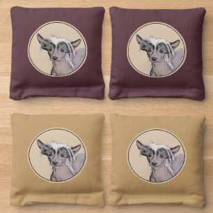 Chinese Crested Hairless Painting Original Dog Art Cornhole Bags
