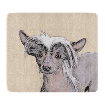 Chinese Crested Hairless Painting Original Dog Art Cutting Board