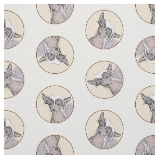 Chinese Crested Hairless Painting Original Dog Art Fabric