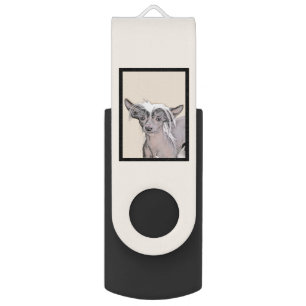 Chinese Crested Hairless Painting Original Dog Art Flash Drive